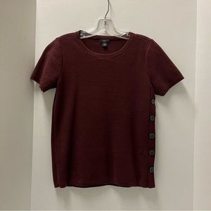 Ann Taylor Factory Petite S Short Sleeve Sweater in Maroon